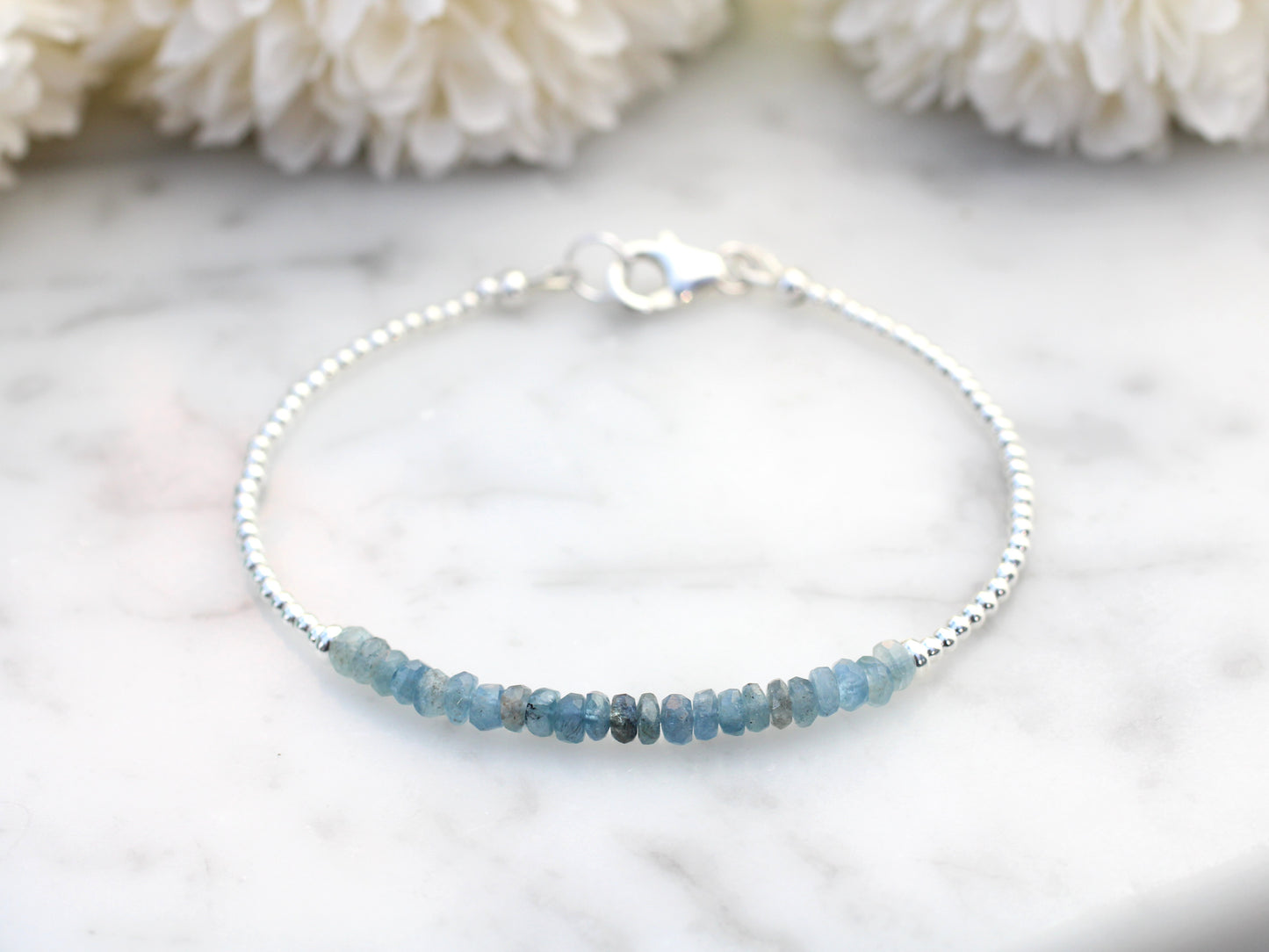 Shaded aquamarine gemstone bracelet.