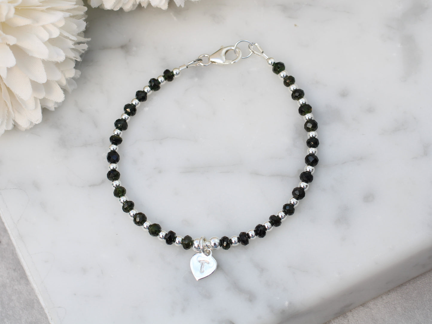 Personalised black tourmaline bracelet.