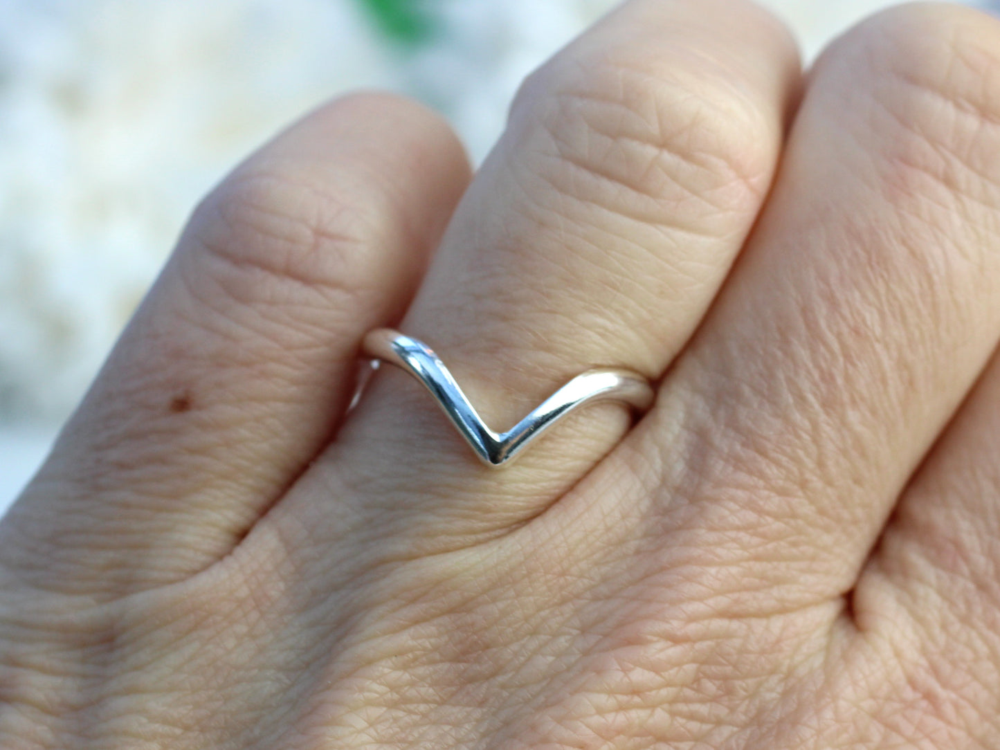 Sterling silver wishbone ring.