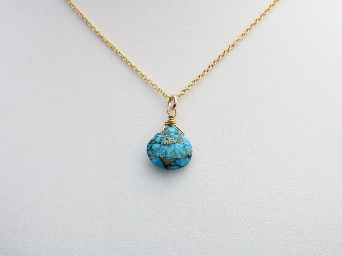 Turquoise necklace in sterling silver or gold. December birthstone necklace.