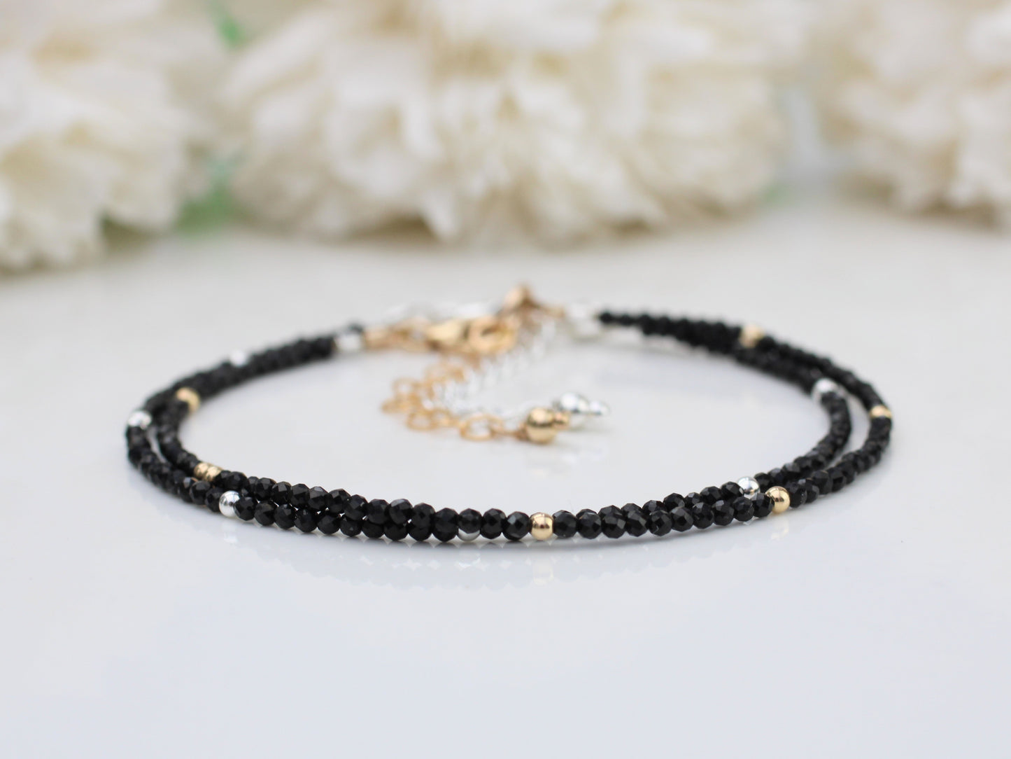 Skinny black tourmaline bracelet 