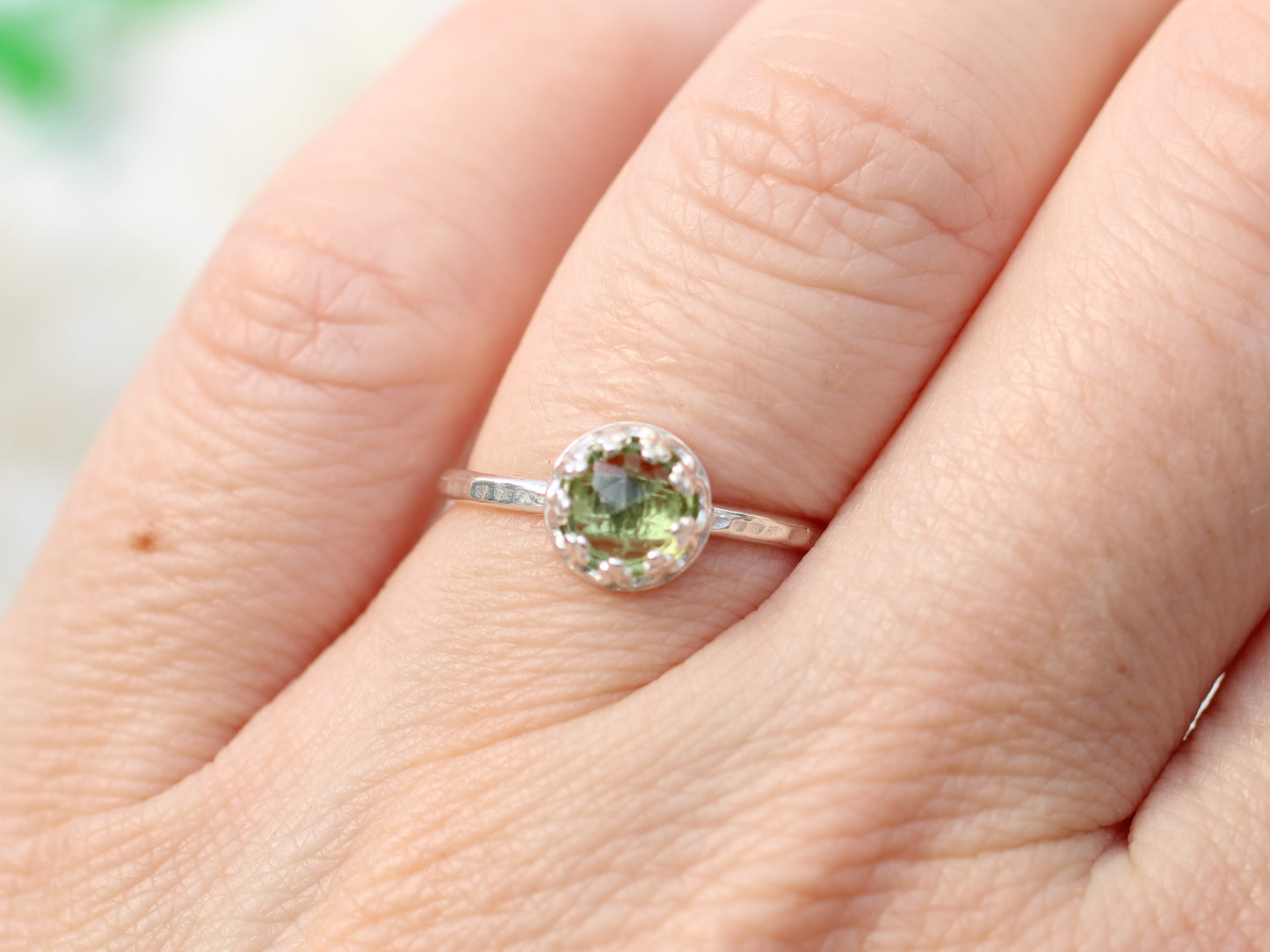 Peridot silver ring. August birthstone.