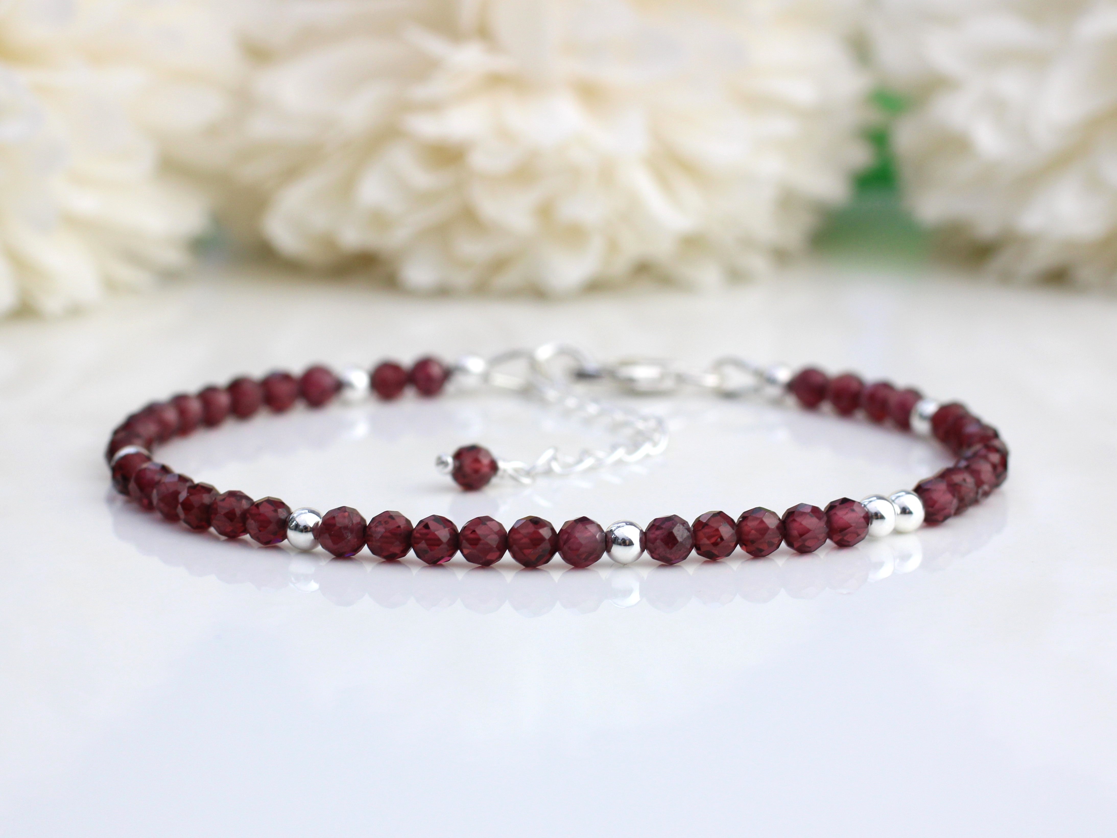 Sterling silver hot sale garnet bracelet