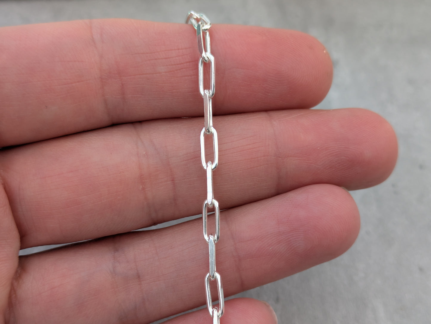 Sterling silver large paperclip chain necklace.