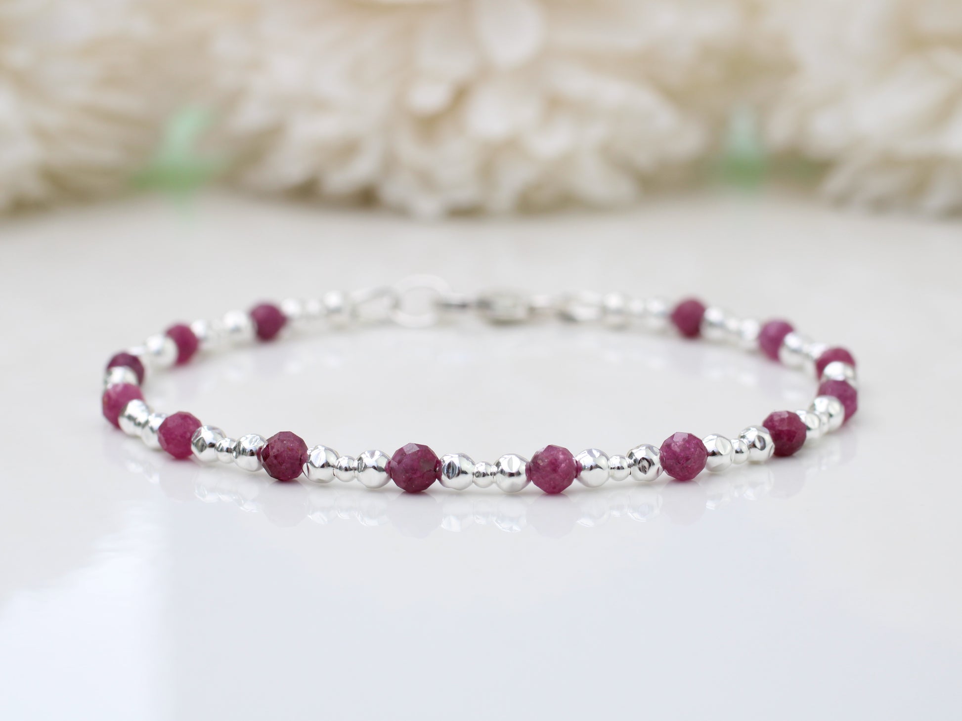 silver ruby bracelet