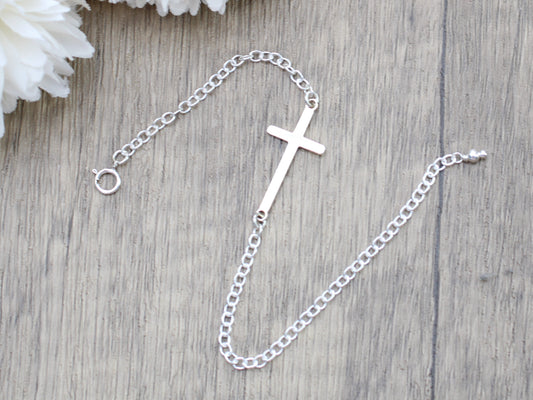 adjustable sideways cross bracelet