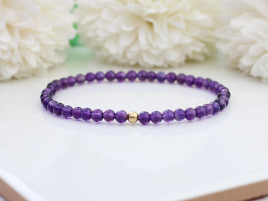 amethyst bead bracelet with gold bead