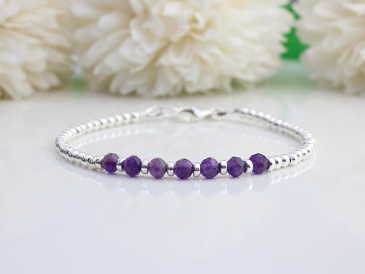 amethyst bracelet in sterling silver