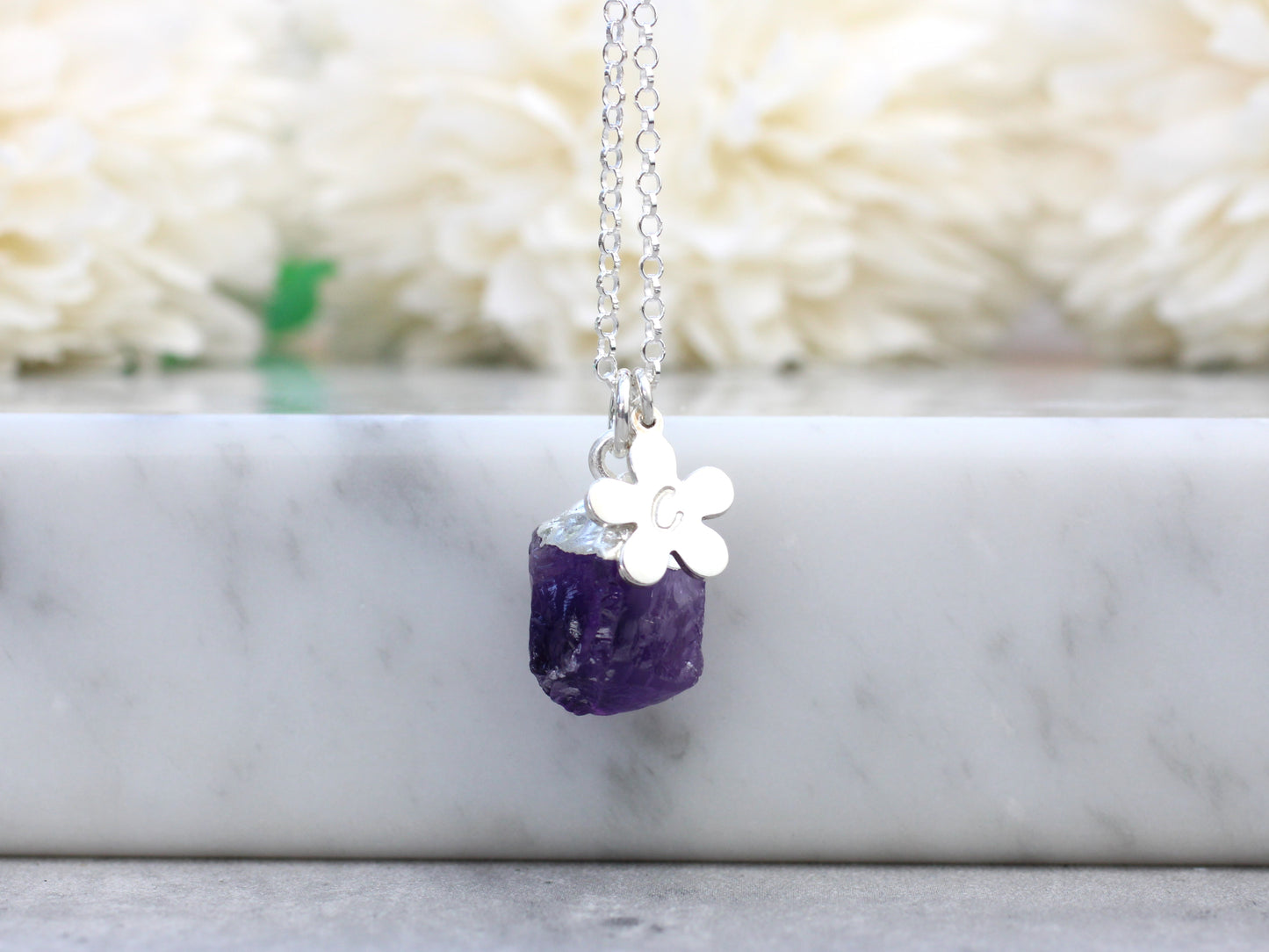 amethyst initial necklace