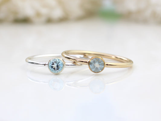 Aquamarine birthstone ring