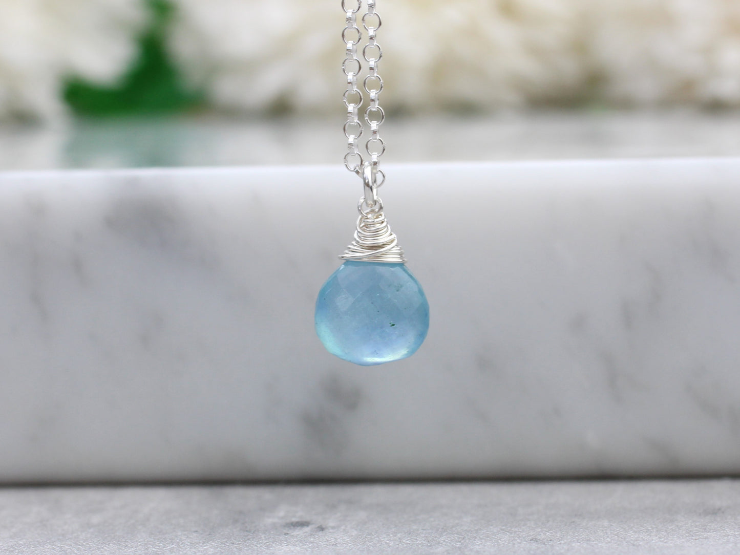 aquamarine drop necklace