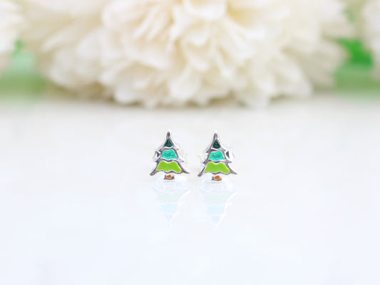 Christmas tree earrings.