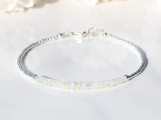 Ethiopian welo opal bracelet in sterling silver.