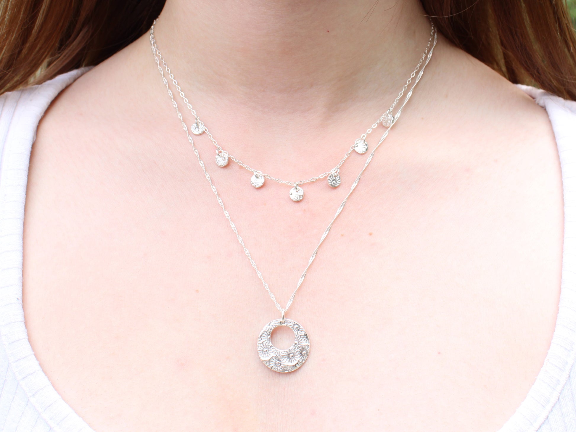 daisy chain layering necklaces