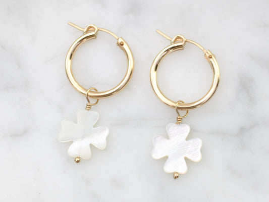 four leaf clover hoop earrings