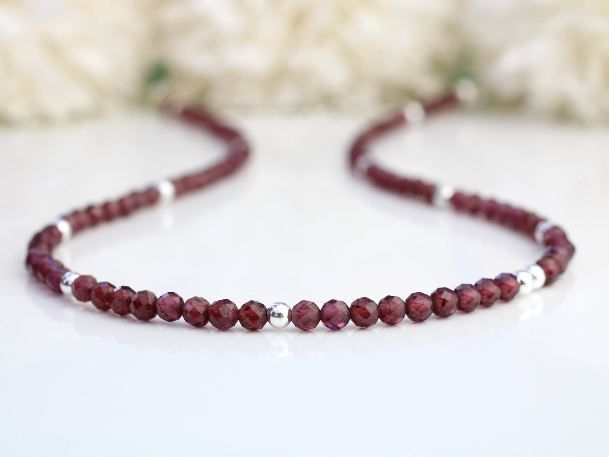 garnet bead choker necklace