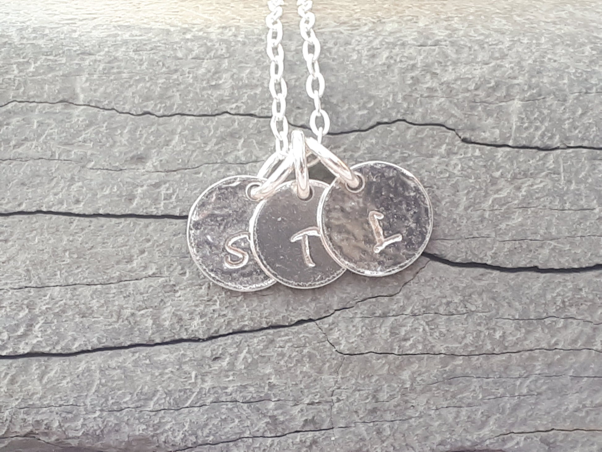 hammered disc necklace in silver