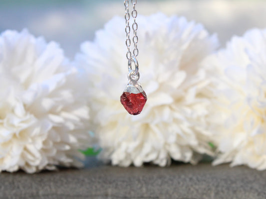 january birthstone necklace raw garnet necklace