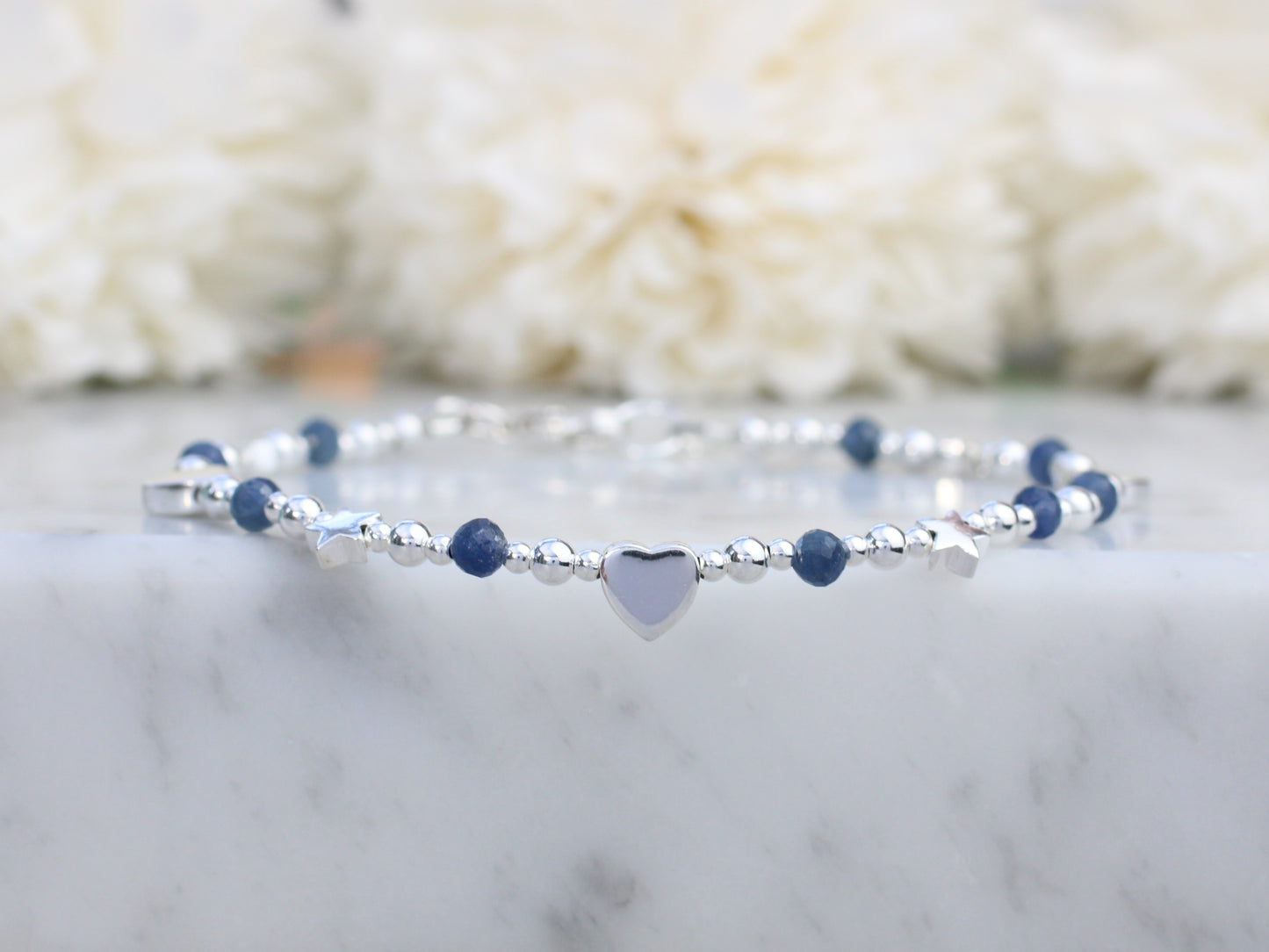 natural sapphire bracelet in sterling silver