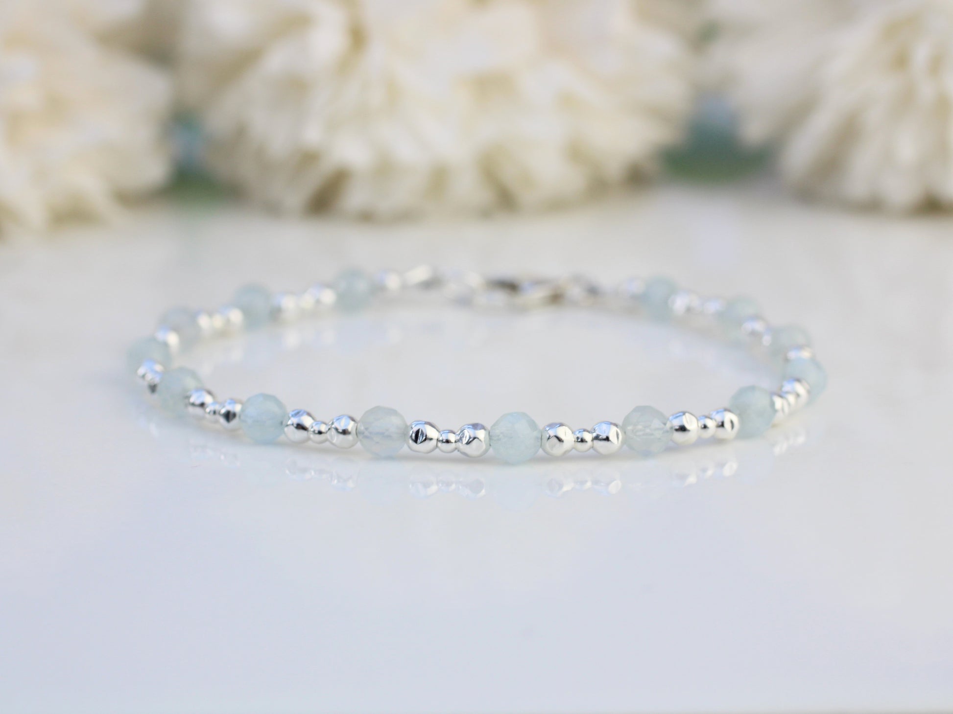 personalised aquamarine bracelet