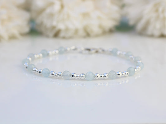 personalised aquamarine bracelet