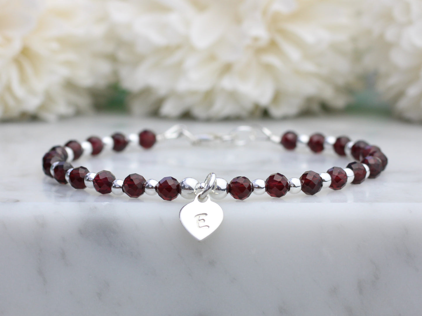 personalised garnet bracelet