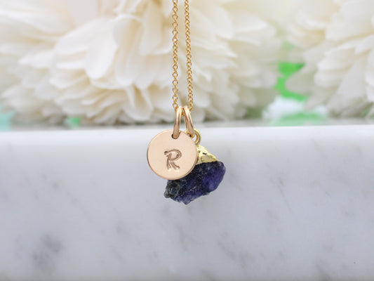 personalised sapphire necklace in gold