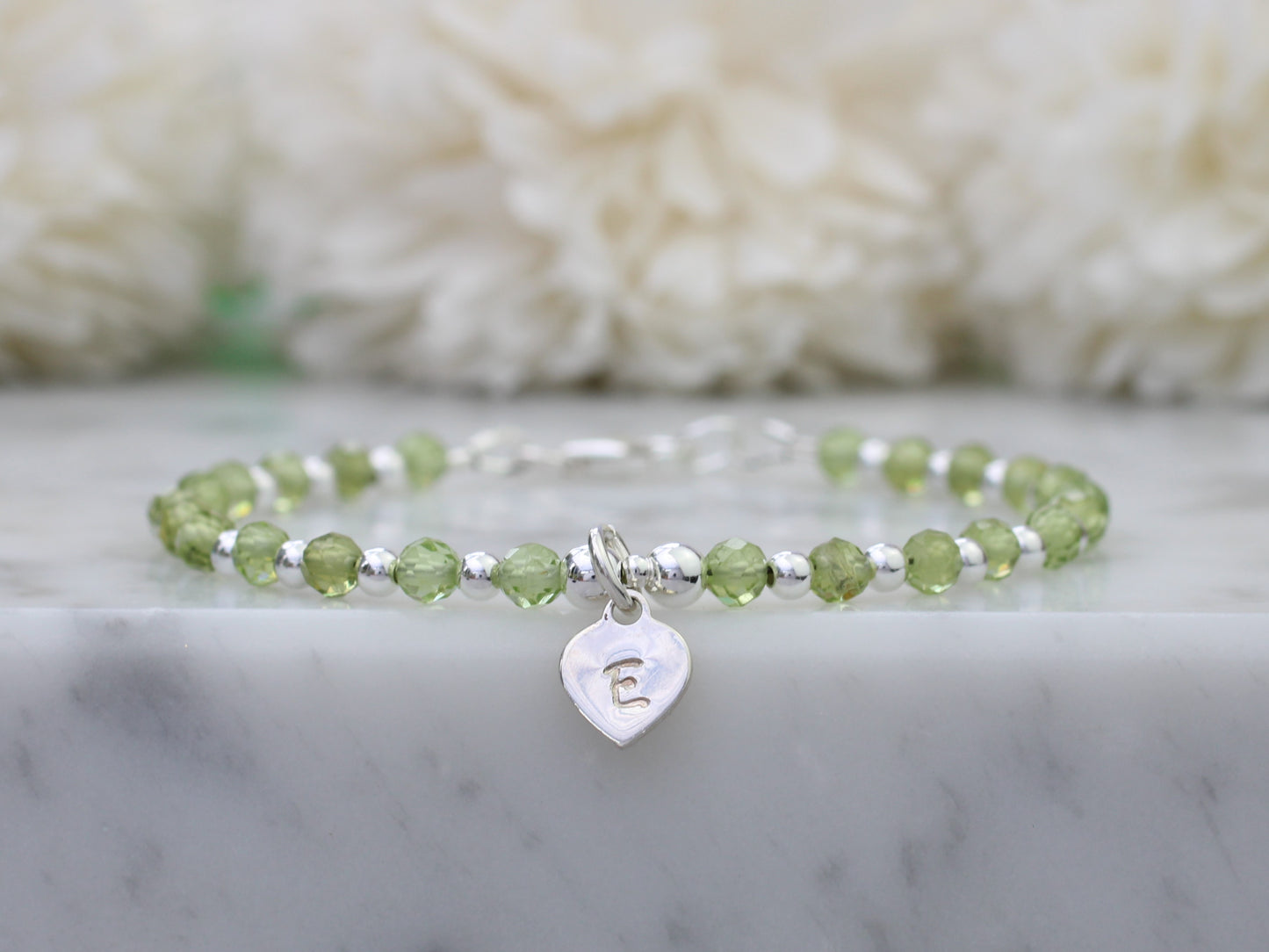 personalised peridot bracelet