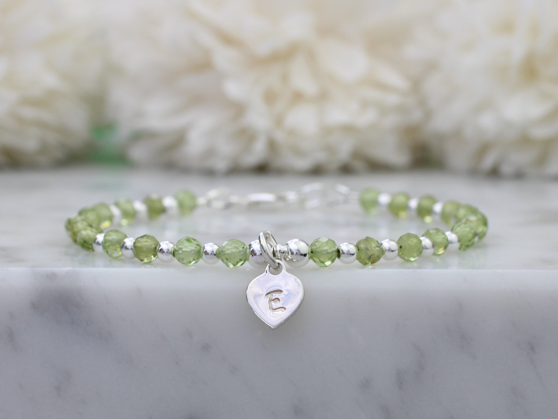 personalised peridot bracelet