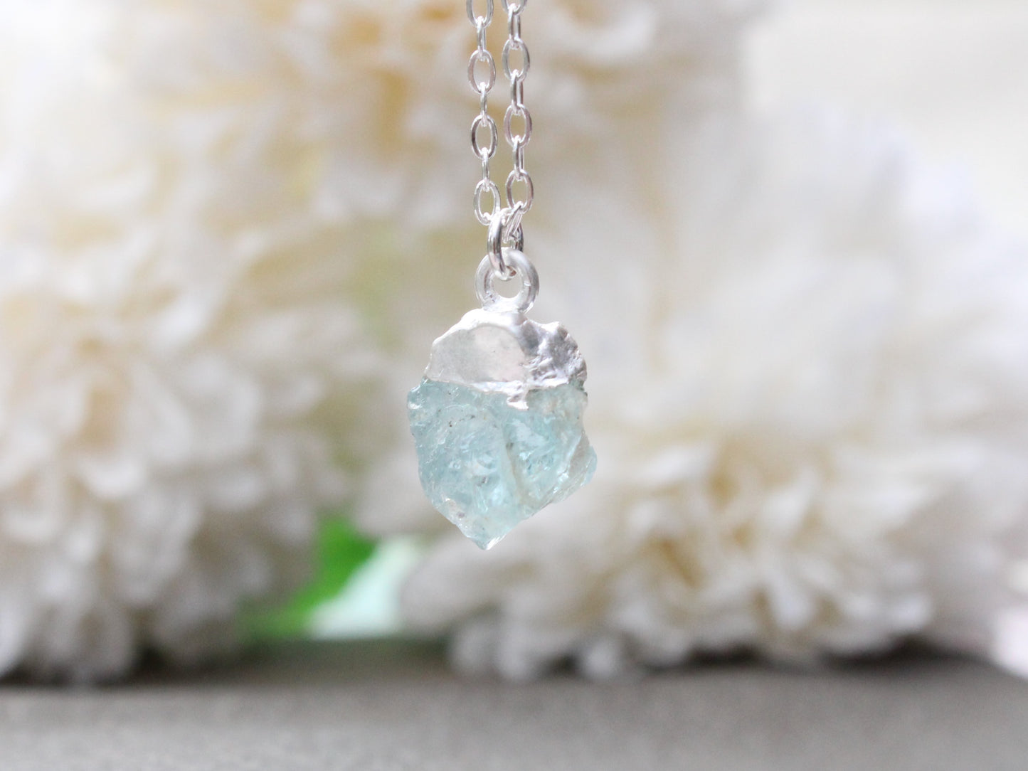 raw aquamarine necklace