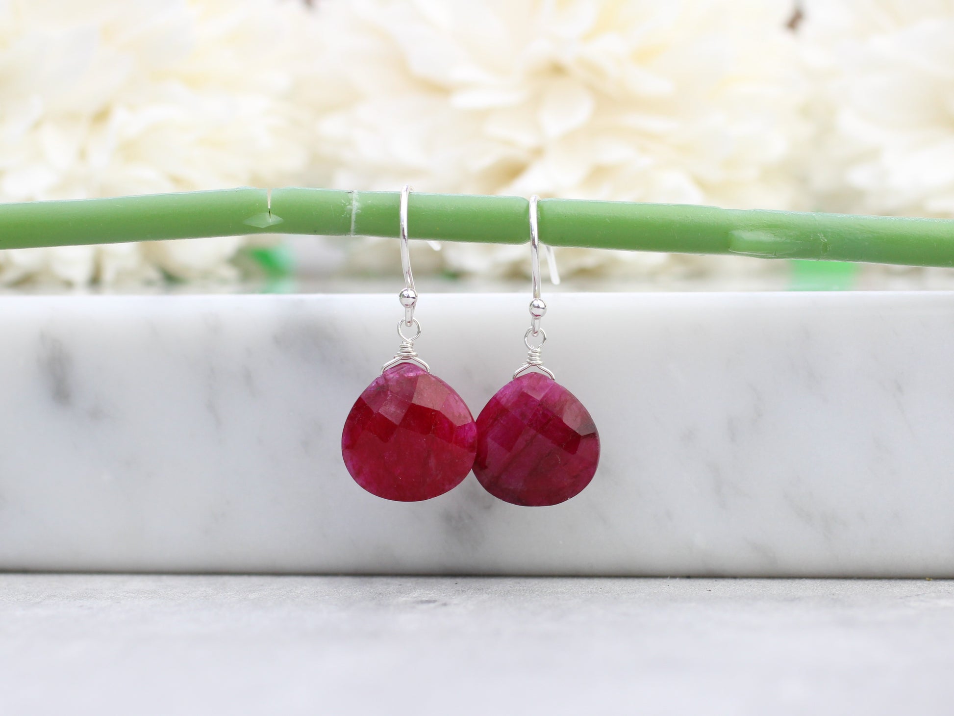 ruby drop earrings