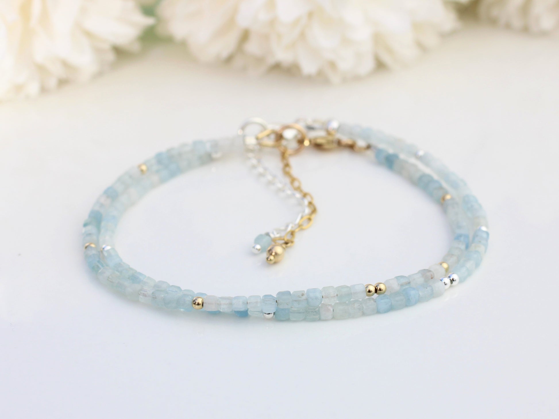 skinny aquamarine bracelet