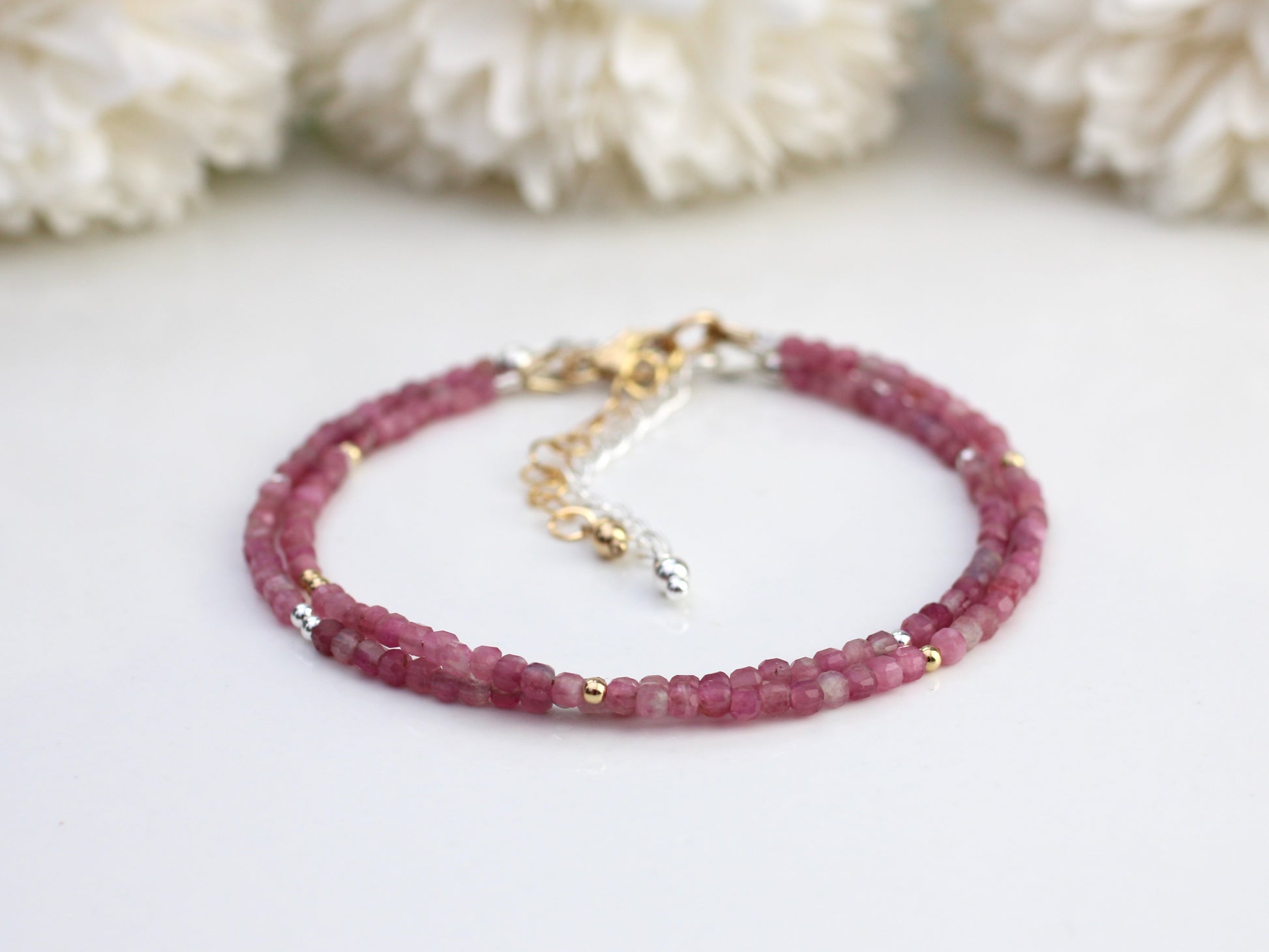 skinny pink tourmaline bracelet