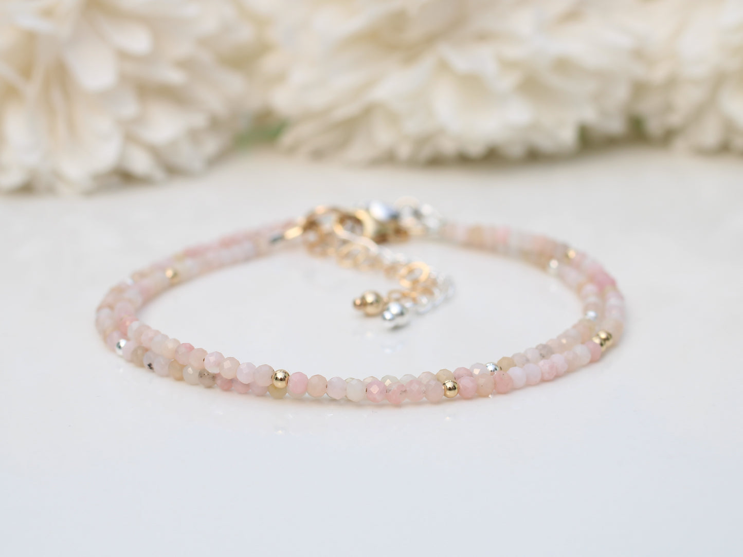 skinny pink opal bracelet