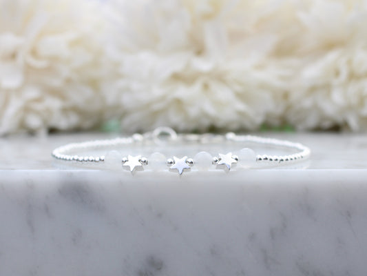 star bracelet with moonstone beads