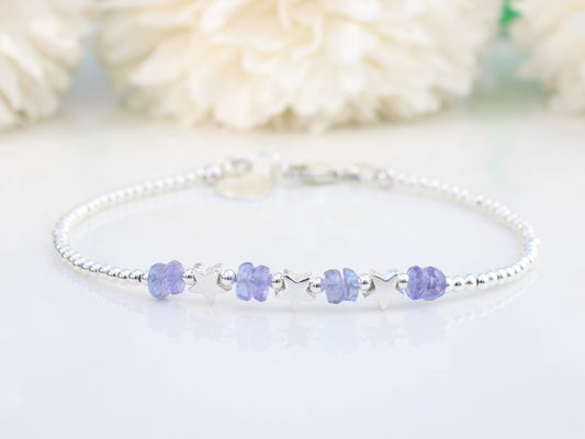 star bracelet with tanzanite gemstones