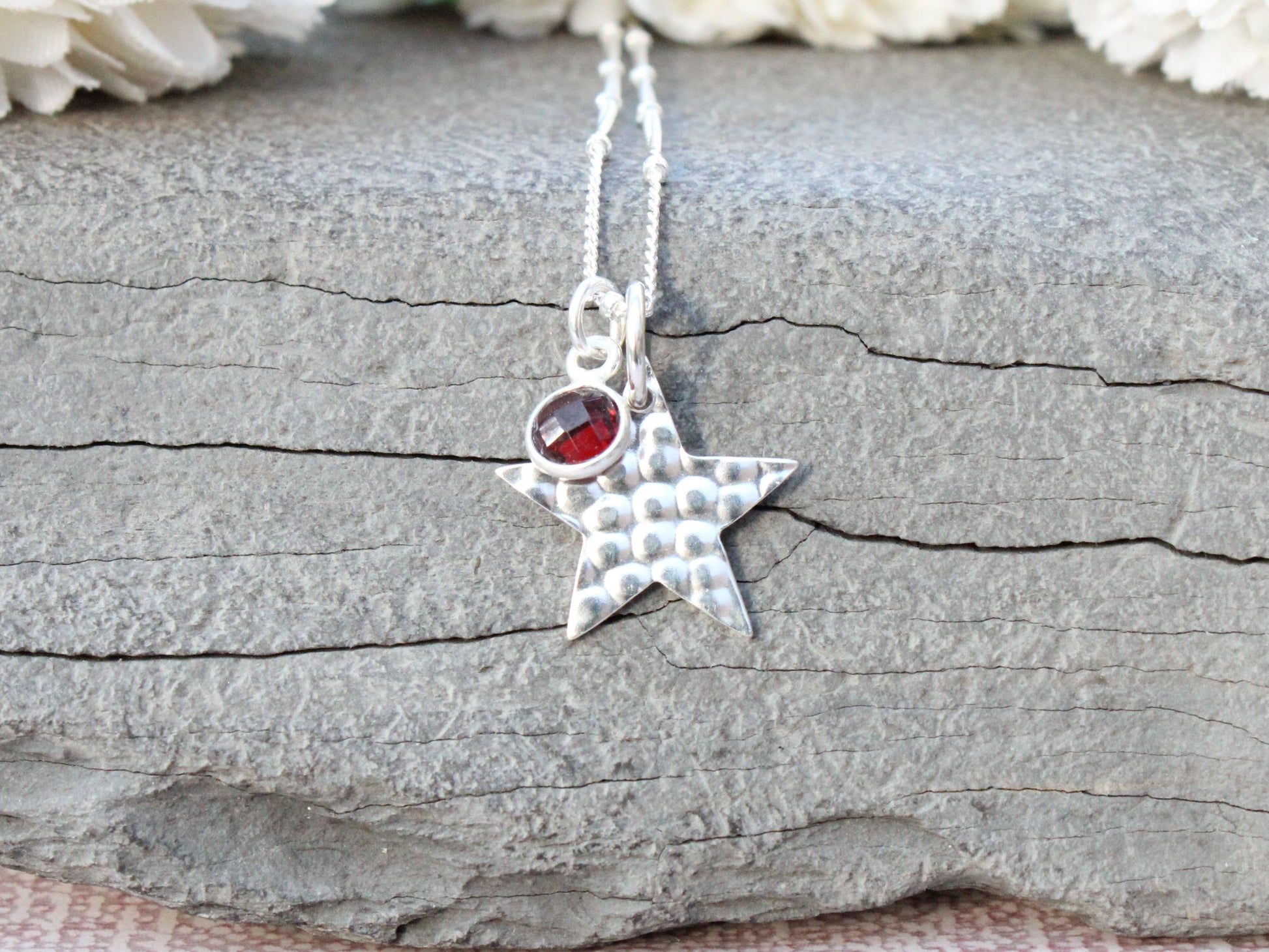 star necklace with optional birthstone