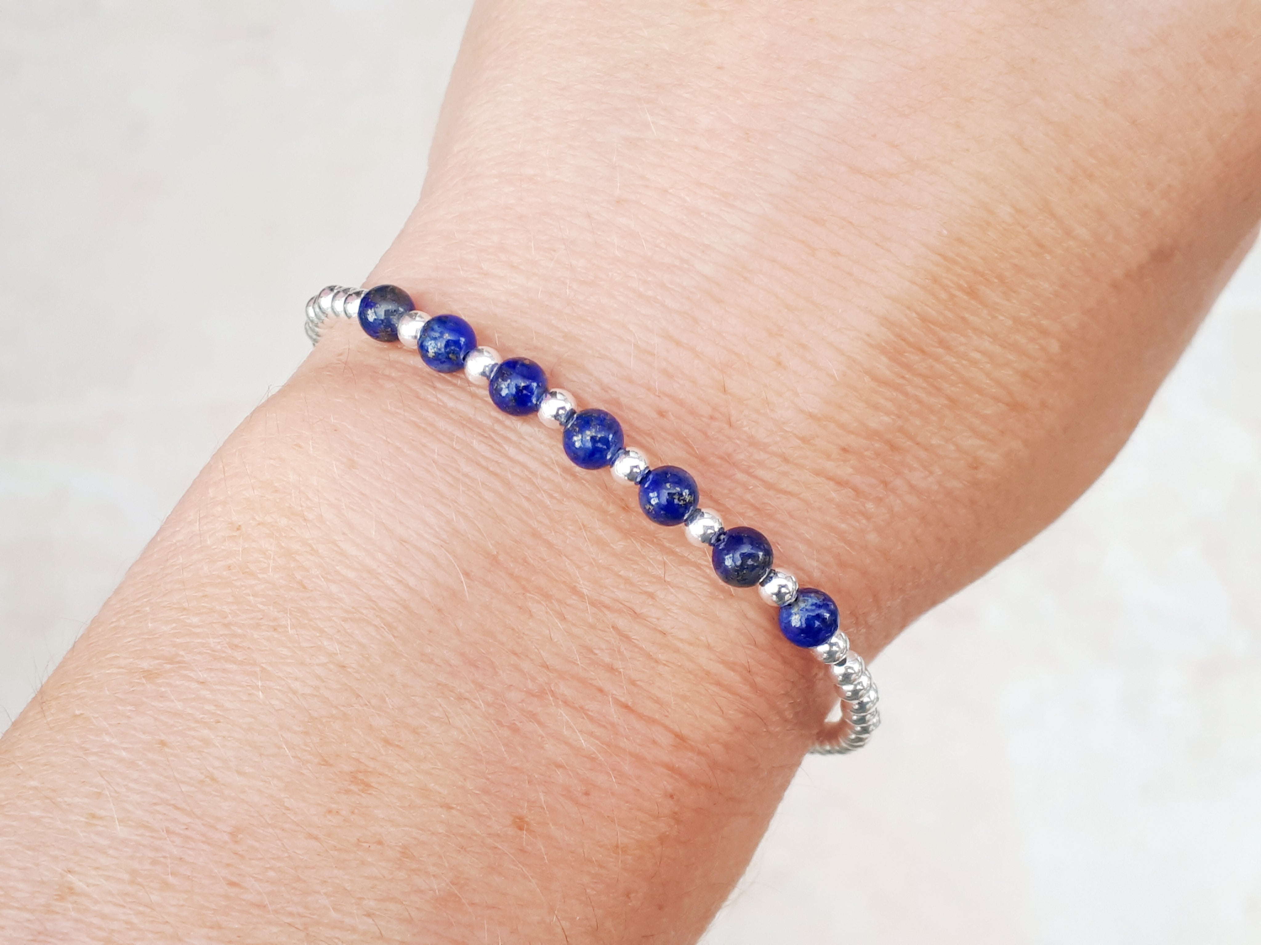 September Birthstone, Lapis 2024 Lazuli, Necklace and Bracelet, Gift Set, Sterling Silver