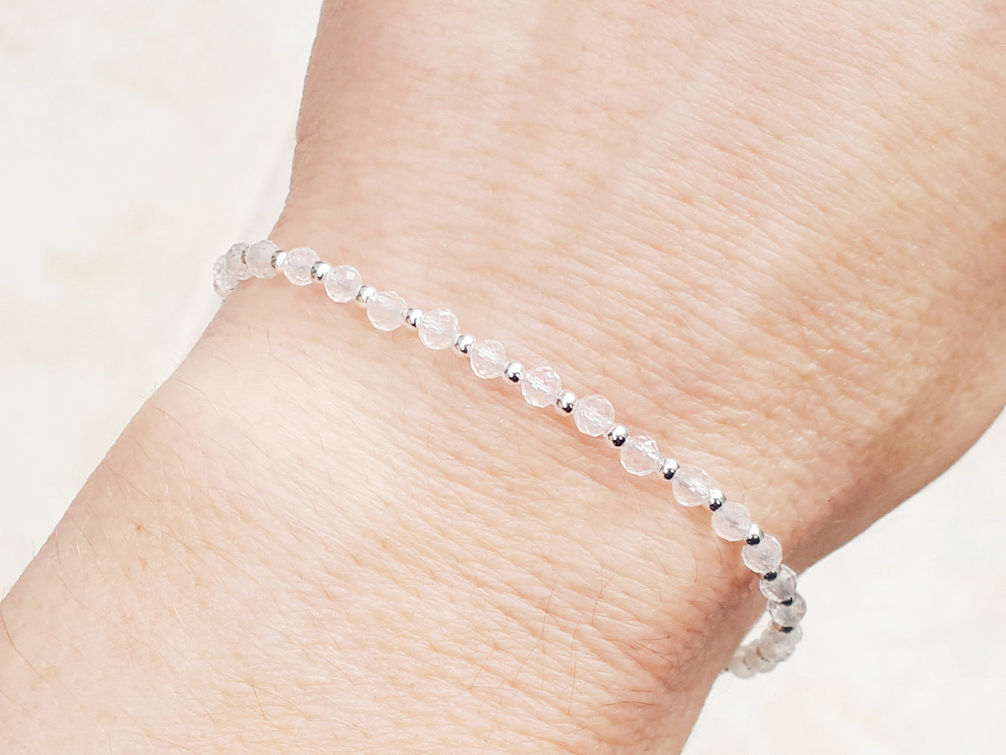 Personalised quartz bracelet in sterling silver.