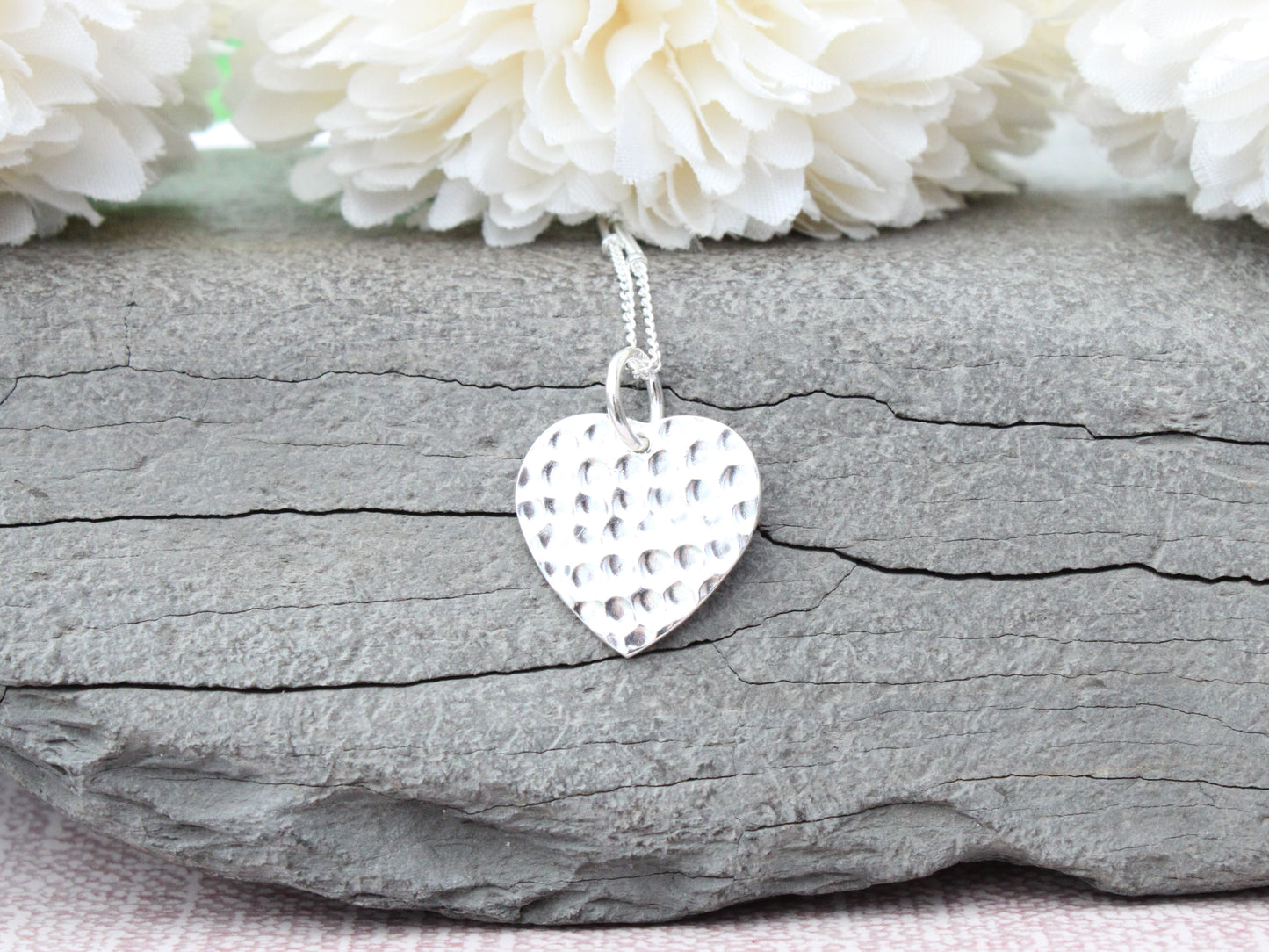 Silver heart necklace. Valentines necklace.