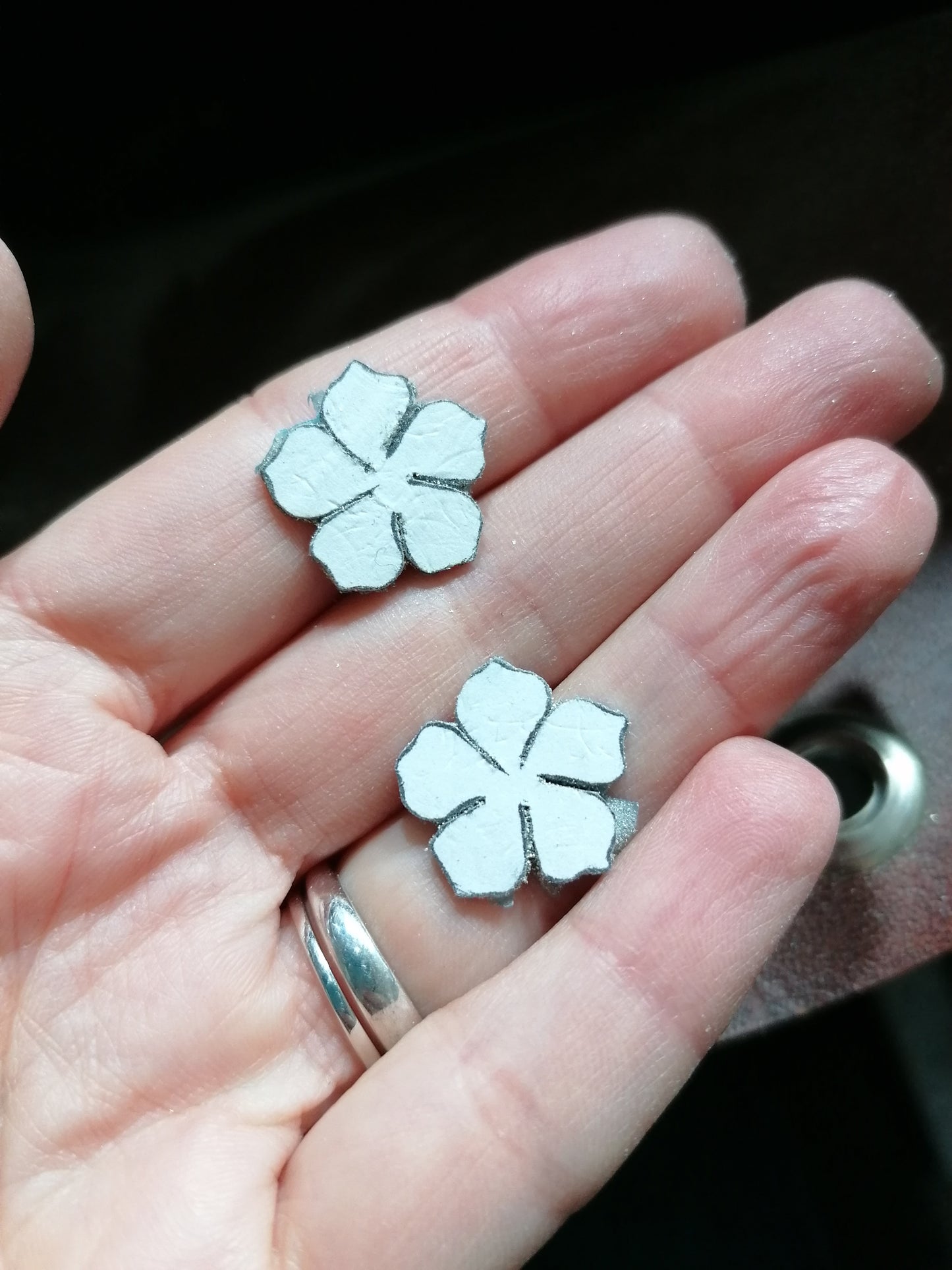 Flower drop earrings in sterling silver. Ready to ship.