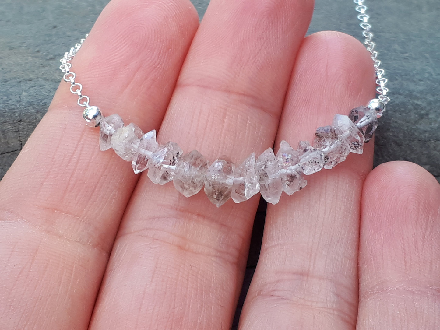 Herkimer diamond necklace. April birthstone necklace.