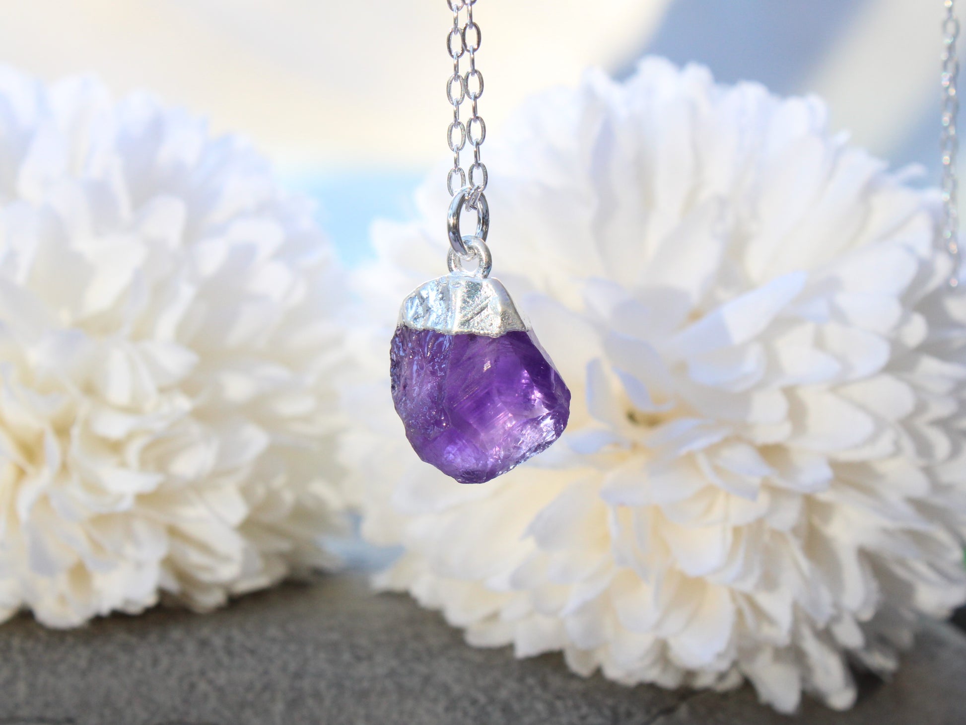 raw amethyst necklace